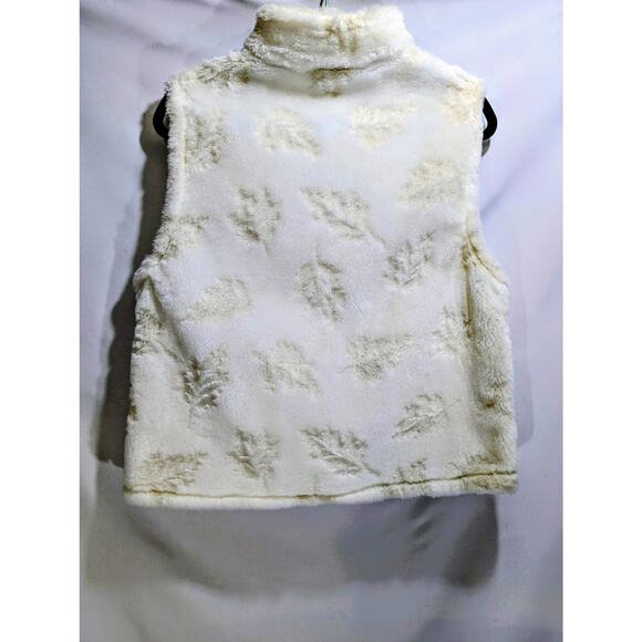 Coldwater Creek Faux Fur Zip Vest Embossed Leaf Cream Made in USA Size S - Picture 5 of 8